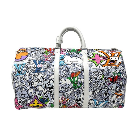 LOUIS VUITTON 2023 Comics White & Multi-Color Monogram Keepall Bandouliere 50 - Picture 3 of 12
